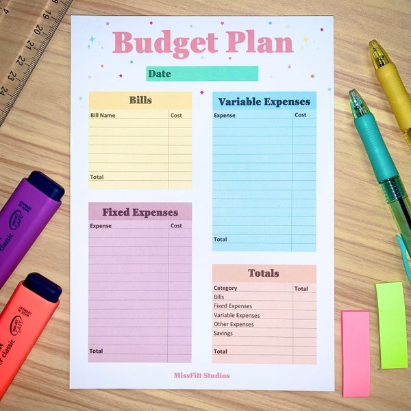 A5 Budget Planner Notepad, Undated Budget Plan (50 Sheets)