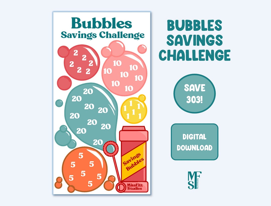 Bubbles Savings Challenge Digital Download - Etsy
