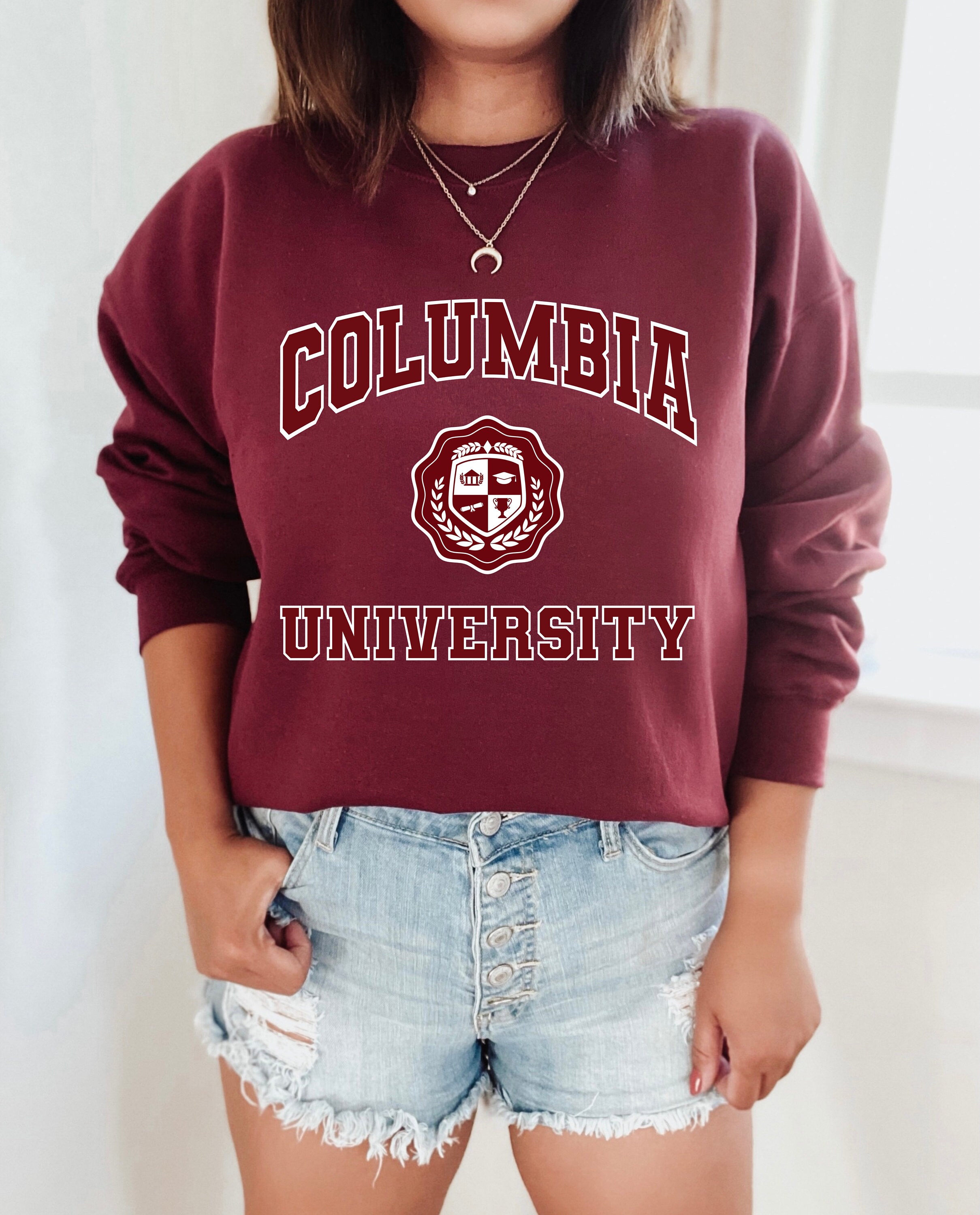 Columbia University Embroidered College Crewneck Sweatshirt - Trends Bedding