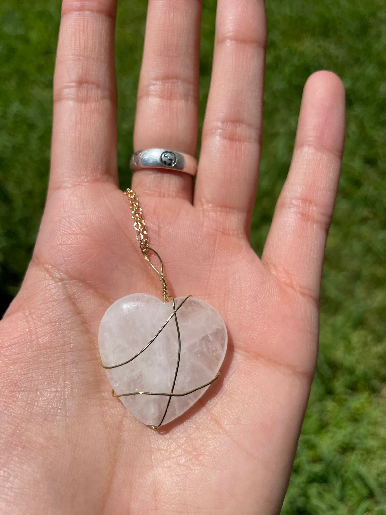 Clear quartz heart necklace Etsy