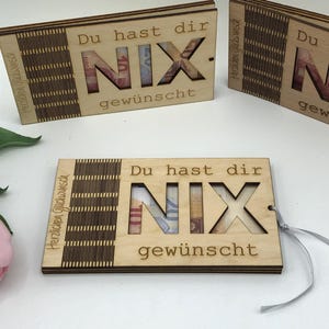 Tarjeta plegable SVG láser NIX, no querías NADA, tarjeta de felicitación, tarjeta de dinero, archivo para láser