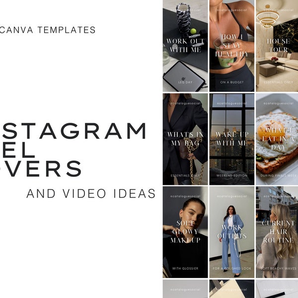 15 Instagram Reel Covers | Customizable Canva Templates | Digital Download | Minimal, Chic, Aesthetic, Trendy, Vlogger, TikTok