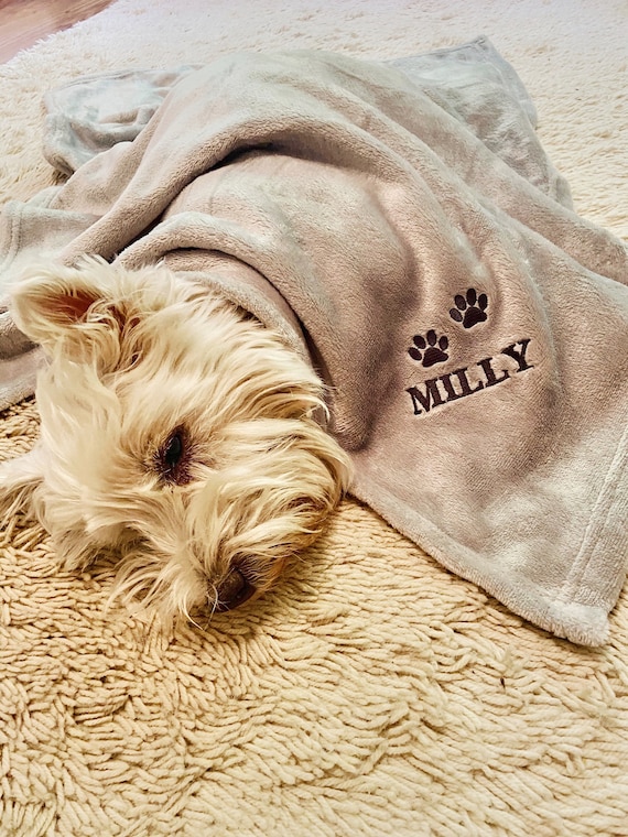 Personalised Embroidered Puppy Dog Pet Blanket Puppy Gift Pet Gift