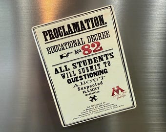 Educational Decree No. 82 Magnet | Wizard School Proclamation | Fantasy Ministry Poster
