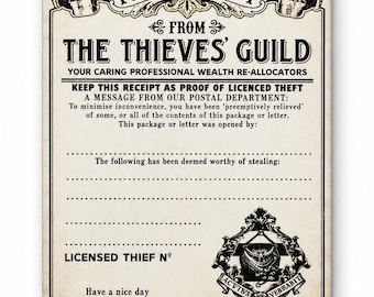 Guild Receipt Magnet (Fantasy Inspired from the City of Bumbershade)