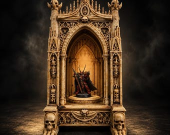 Gothic Bone Reliquary Miniature Display Shrine | Grimdark Cathedral Display for Tabletop Miniatures