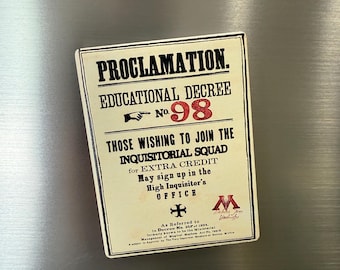Educational Decree No. 98 Magnet | Wizard School Proclamation | Fantasy Ministry Poster