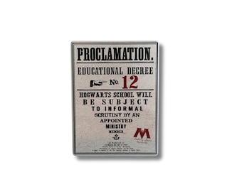 Educational Decree No. 12 Magnet | Wizard School Proclamation | Fantasy Ministry Poster