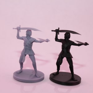 Blades of Fury | Female Fighter with Dual Scimitars Miniature | DnD Miniature
