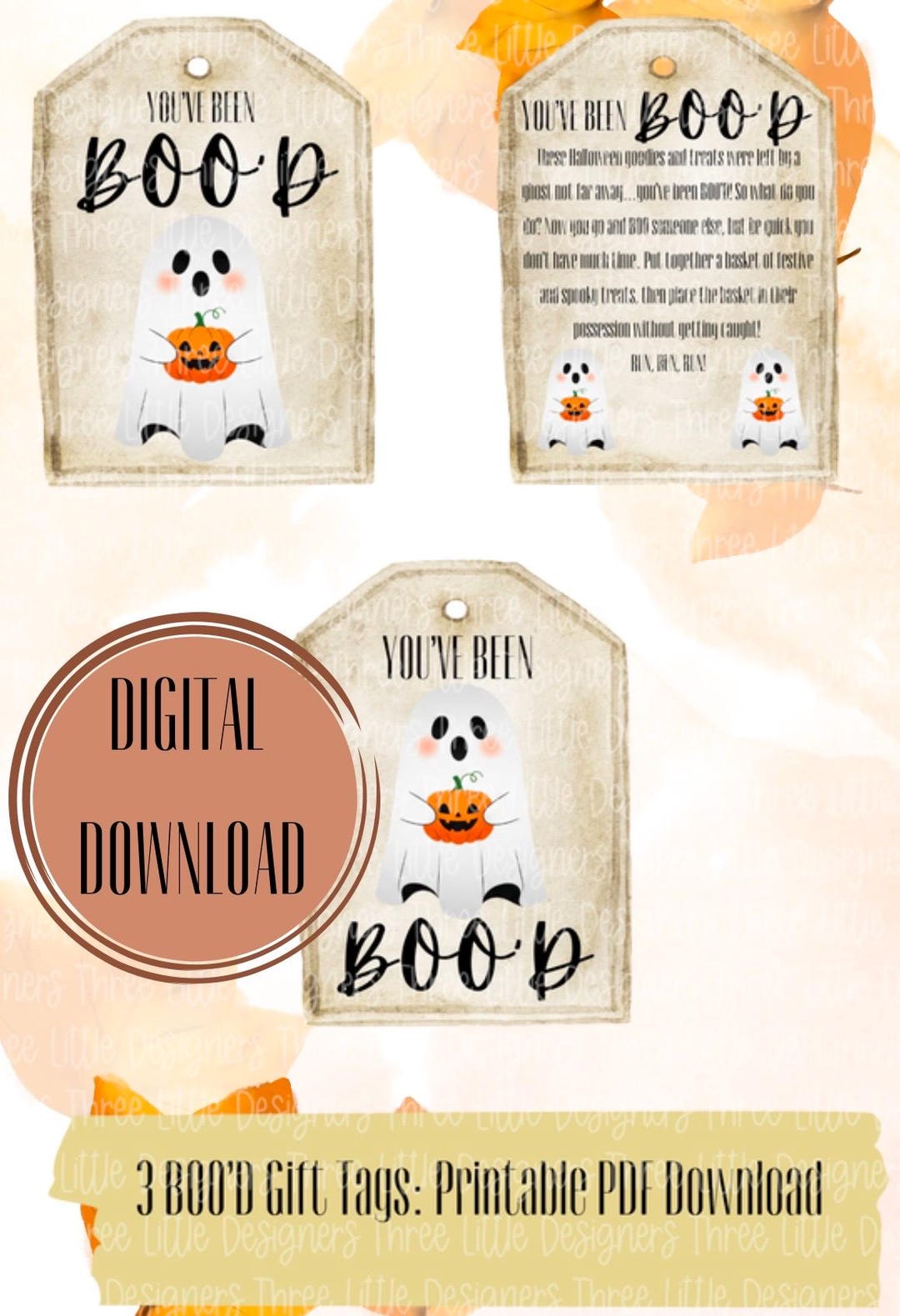 Rustic Boo Tags Printable BOO’D, Gift Tags, Printable Tag, Halloween, Ghost, Boo, Boo’d, Gift ...