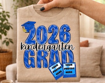 2026 Kindergarten Grad PNG, Blue Graduation Design (Digital Download)