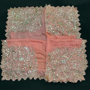 Textil bordado de plata antigua / Textiles otomanos antiguos hechos a mano / Bordados antiguos Textiles de decoración del hogar, regalos