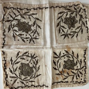 Textiles antiguos bordados en plata / Textiles otomanos antiguos hechos a mano / Textiles y regalos para la decoración del hogar con bordados antiguos
