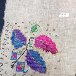 Tejido bordado en plata antigua / Tejidos otomanos antiguos hechos a mano / Bordado antiguo para decoración del hogar, regalos