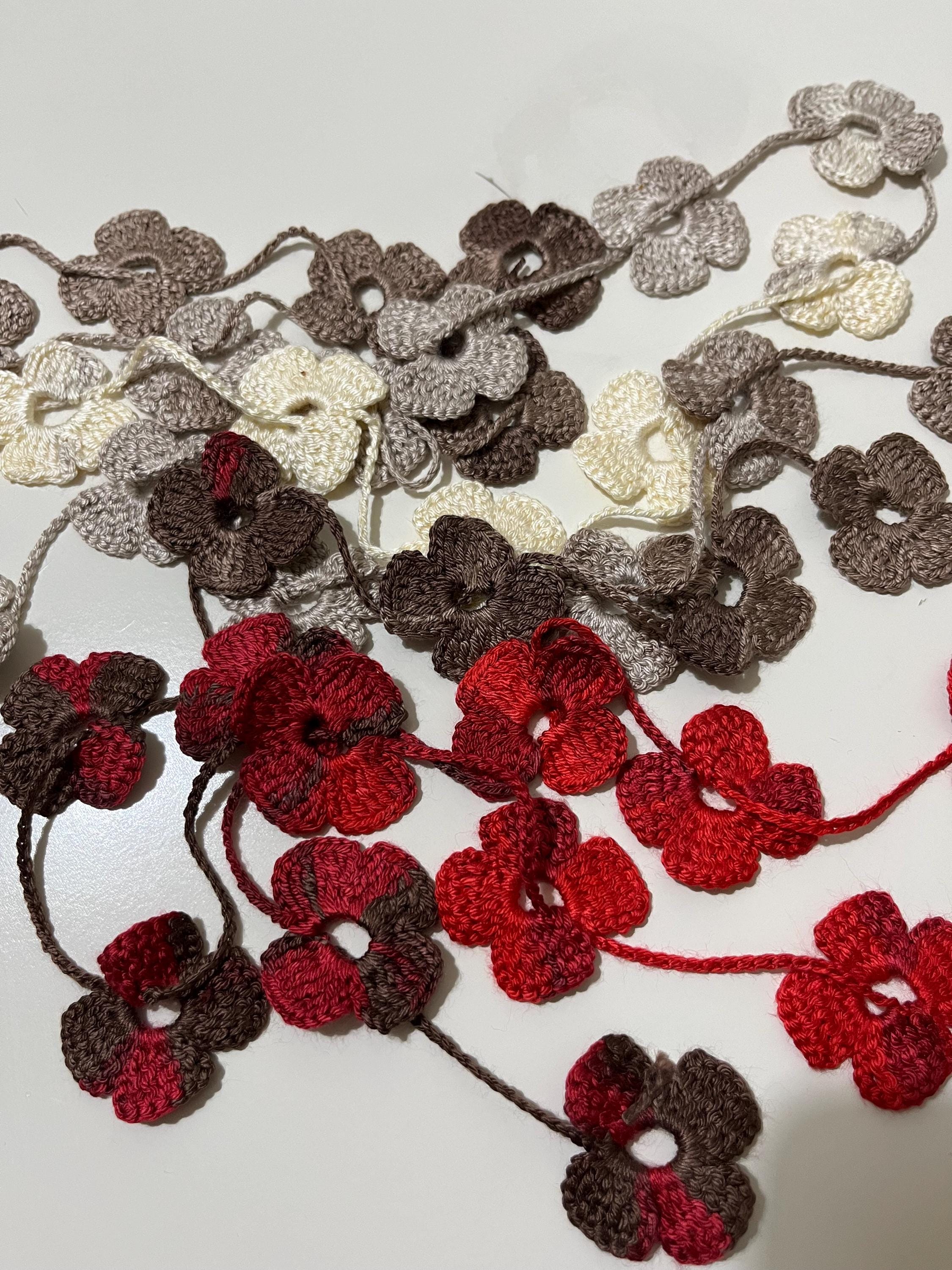 Cachecol floral colorido, cachecol de crochê floral, cachecol longo de crochê floral, branco e vermelho, cachecol floral marrom, presente para a mãe