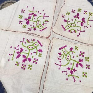 Tejido bordado en plata antigua / Tejidos otomanos antiguos hechos a mano / Bordado antiguo para decoración del hogar, regalos