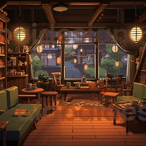Cozy Library Loft | LoFi Art | Vtuber Background | Backdrop for Streamers