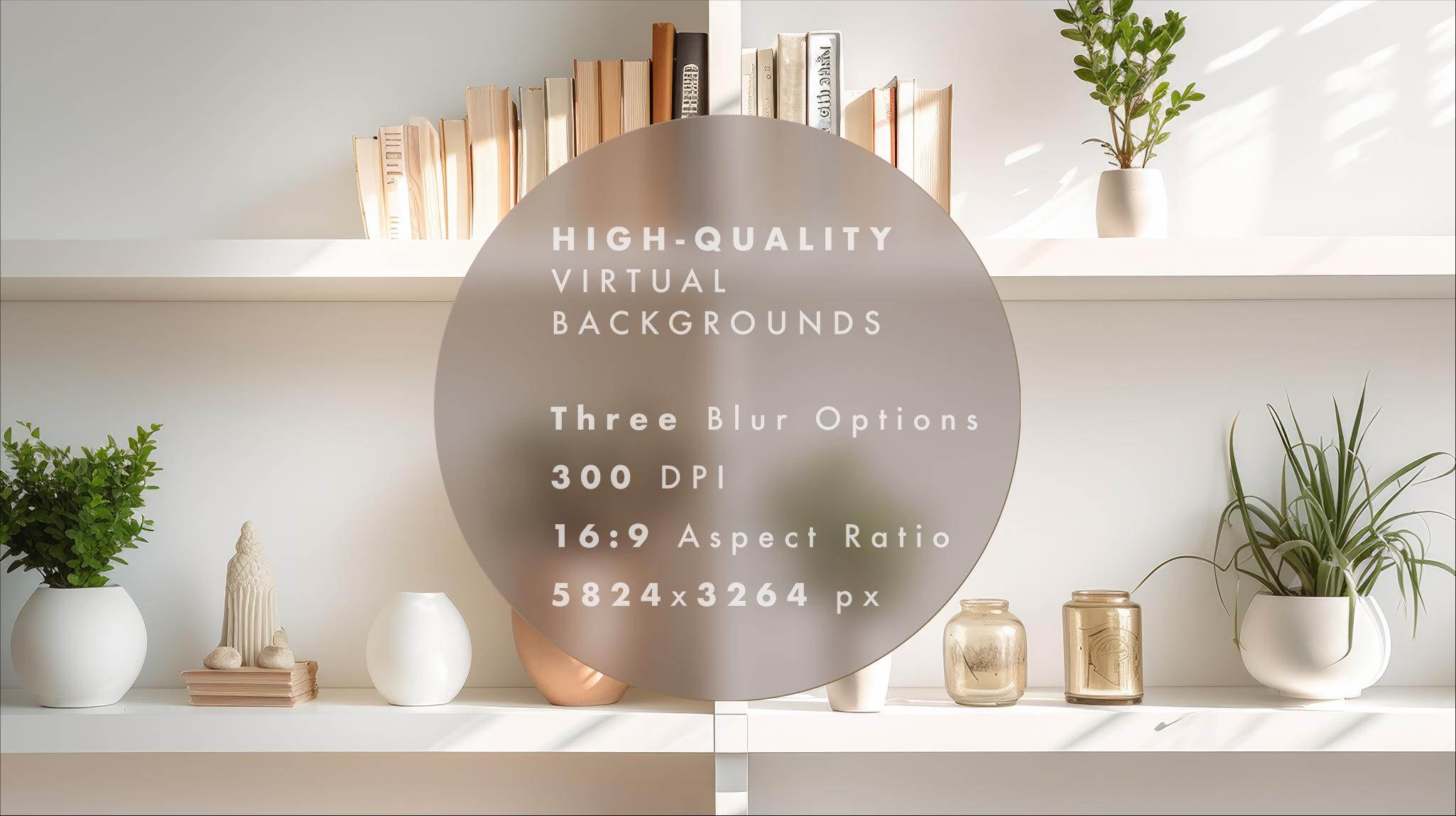 Zoom Virtual Background Classic Minimalist Bookshelf, Virtual Home