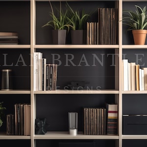 Fondo de Zoom Virtual - Estante Gris Rústico Moderno - Fondo Profesional para Teleconferencias