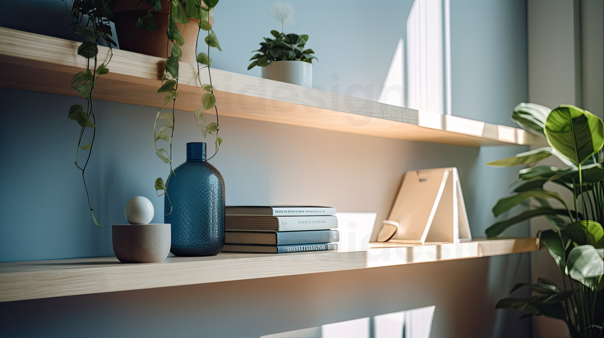 Zoom Virtual Background Blue Angle Bookcase Home Office Decor Etsy