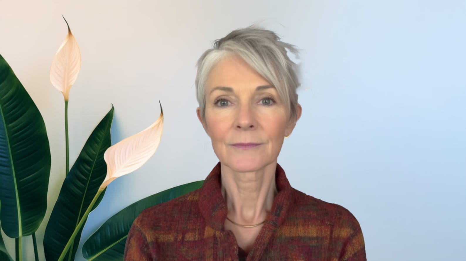 Home Office Backgrounds for Zoom TWO Blue Peace Lily Virtual Backdrops