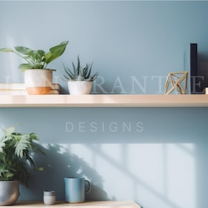 Fondo de Zoom para la Oficina en Casa / Librería Minimalista Azul Claro / Decoración de Lujo