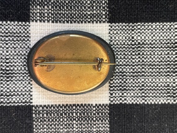 Vintage / Antique inlay Pietra dura oval pin broo… - image 3