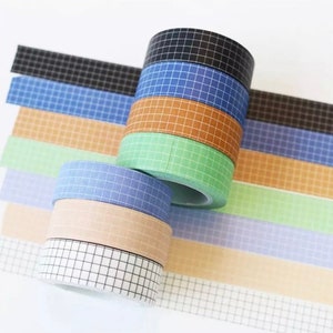 Washi-tape raster - 10 m - benodigdheden voor tijdschriften - knutselspullen - decoratieve tape - kawaii-briefpapier - benodigdheden voor plakboek - geruite washitape