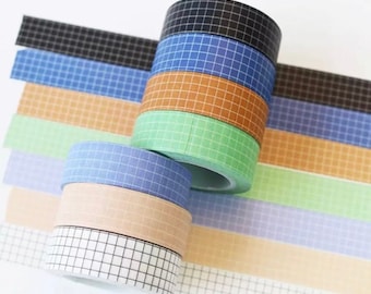 Grid Washi Tape - 10m - Journal Supplies - Craft Supplies - Decorative Tape - Kawaii Stationery - Scrapbook Supplies - Checked Washi Tape