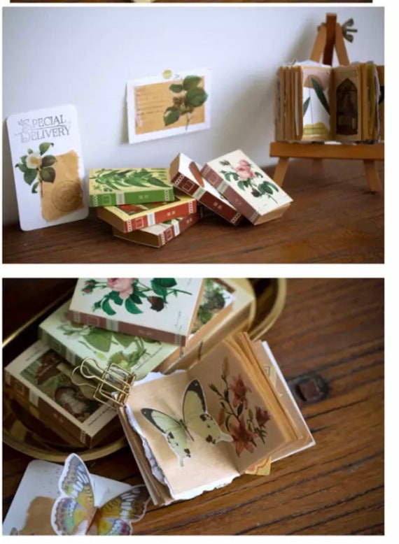 100 Mini Book Pages & Sheet Music Prints on Cardstock Vintage Pictures  Scrapbooking Stamping - Miniature Crush