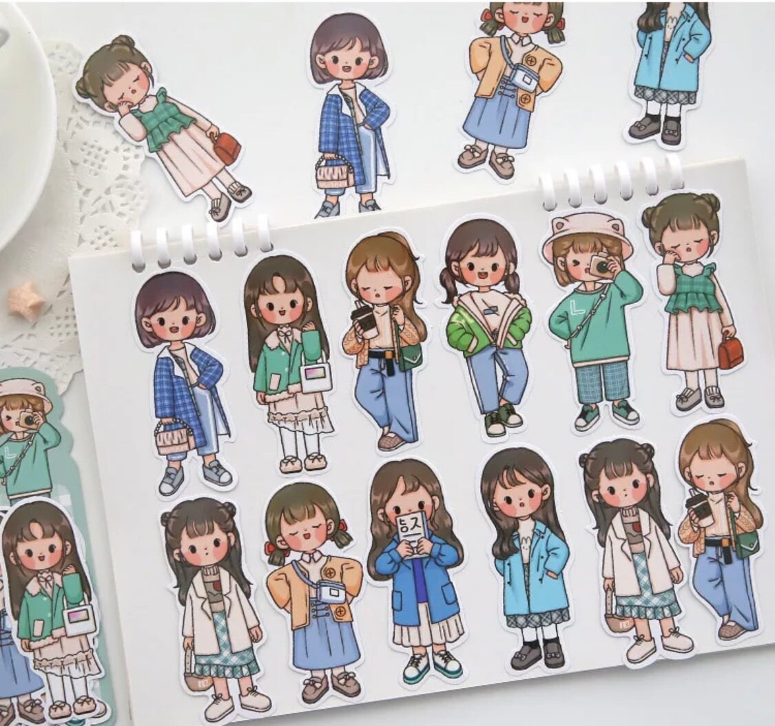 20 Girl Stickers Kawaii Sticker Set 4 COLOUR THEMES Etsy UK