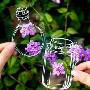 Bottle & Jar Series Stickers - Clear Stickers - Decorative Stickers - Scrapbook Supplies - Sticker Book - Creative Journalling - Collage