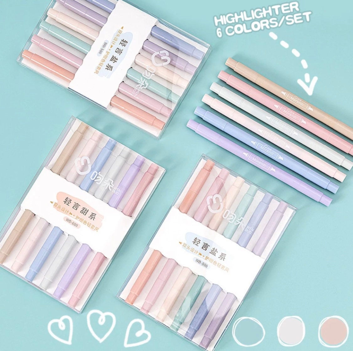 Wholesale Kawaii Double Head Highlighter Pen Set ed Bullet Journal Markers  For Kids, Aesthetic Office & School Supplies From Dao09, $9.38