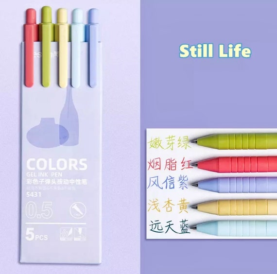 Coloured Gel Pen Set Six Colour Themes Aesthetic Coloured Pens