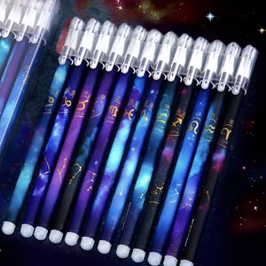 Stylo gel signe astrologique du zodiaque - Stylo effaçable - Fournitures scolaires - Fournitures de bureau - Stylo constellation stellaire - Fournitures de papeterie - Cadeau de papeterie