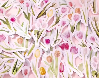 Tulip Stickers - Scrapbook Supplies - Card Making - Journalling Stickers - Sticker Sets - Decorative Stickers - Flower Stickers - Crafting