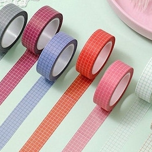 Rastertape - 10 m geometrische washitape - gevoerde washitape - gekleurde afplaktape - plakboekbenodigdheden - schoolbenodigdheden - bujotape