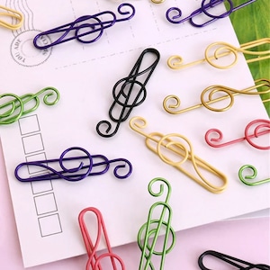 Music Note Paper Clips - Journal Supplies - Aesthetic Stationery - School Supplies - Scrapbook Supplies - Studying Supplies - Desk Supplies