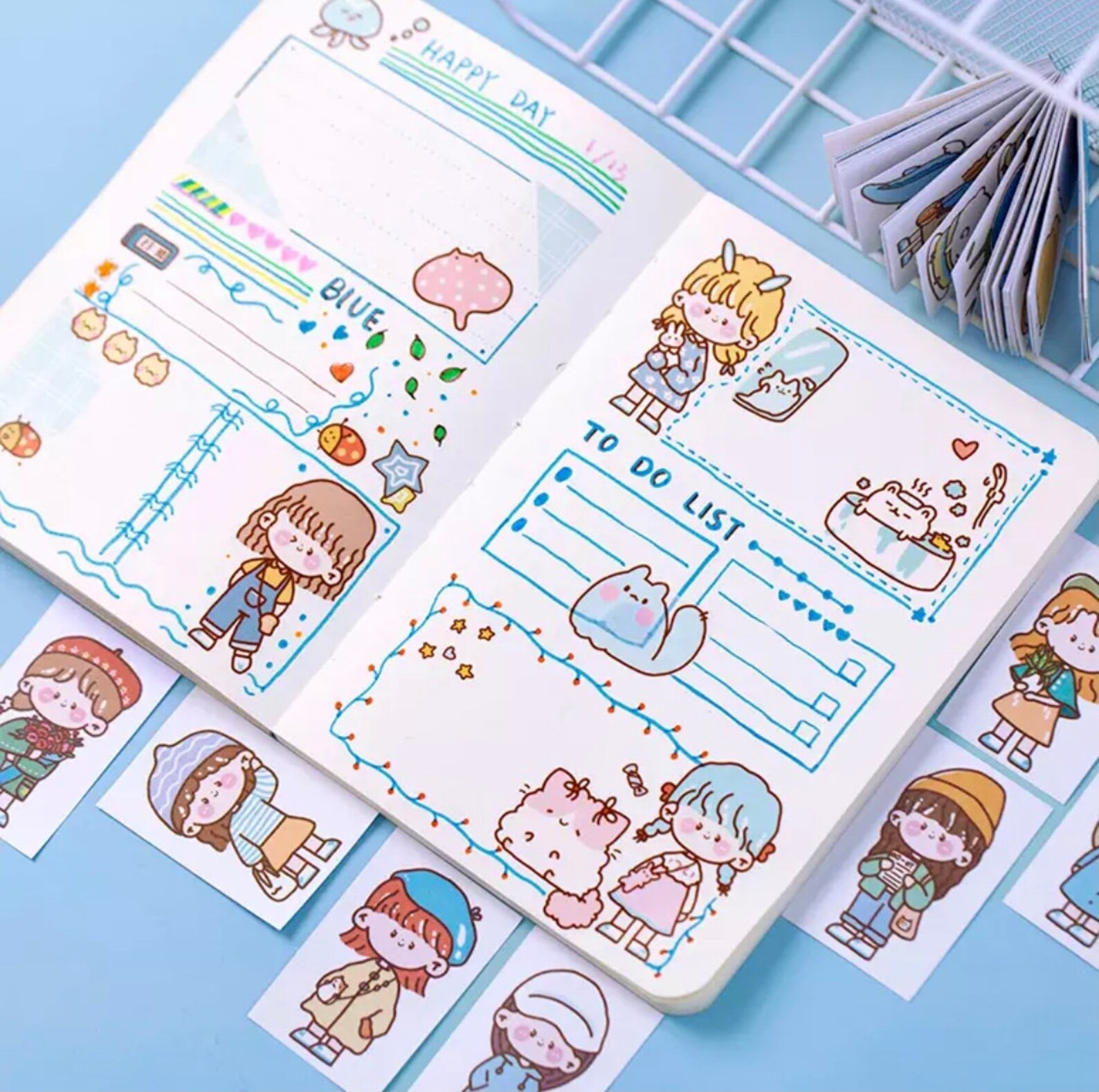 Cartoon Sticker Book Kawaii Stickers Scrapbook Supplies Etsy UK