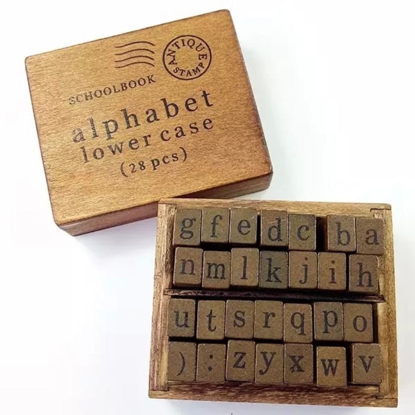 1 Set Wooden Rubber Stamps Stamper Seal Set Stationery Mini Stamps Alphabet  Letter Stamp for Card Making Journals Calendar Crafting Drawing Lower Case  