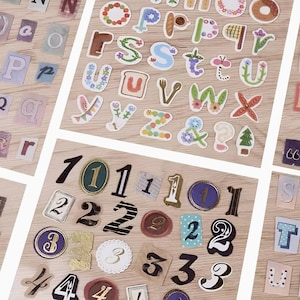 Stickers alfabet en cijfers - 6 vellen - stickers met uitgesneden letters - plakboekbenodigdheden - plannerstickers - Bullet Journal-stickers - collage