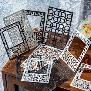 Lace Effect Frames  - 6 DIFFERENT DESIGNS - Scrapbook Supplies - Frames - Junk Journal Supplies - Craft Supplies - Patterned Stencils