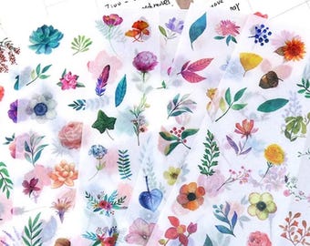 Nature Sticker Set - 6 Washi Sticker Sheets - Journalling Supplies - Card Making Supplies - Floral Stickers - Scrapbooking Supplies - Craft