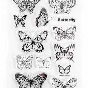 Butterfly Stamp Sheet  - Silicone Stamps - Clear Stamp - Stamp Set - Journal Stamps - Craft Stamp Collection - Card Making Stamps