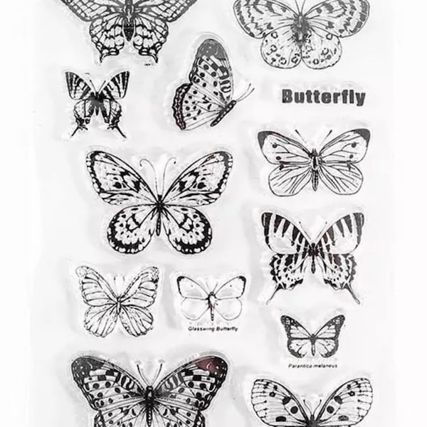 Butterfly Stamp Sheet - Timbres en silicone - Timbre transparent - Ensemble de timbres - Timbres de journal - Collection de timbres d’artisanat - Timbres de fabrication de cartes