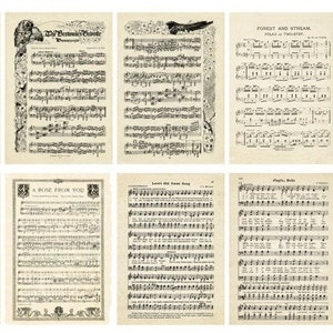 Vintage Book Themed Paper - Scrapbook Supplies - Craft Supplies - Creative Journalling Paper - Decorative Paper - Collage Supplies Seaside Music
