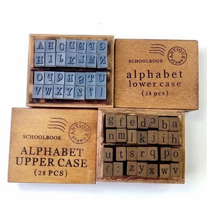 Handwriting Alphabet Stamp Set Letter Stamps in Box Wooden Letter Stamps  Scrapbook Supplies Journal Supplies Card Making Supplies 