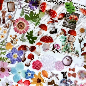 Stickers fleurs pressées - 8 choix - fournitures pour scrapbooking - Stickers floraux - fournitures pour journaux indésirables - Stickers vintage - Stickers artisanaux