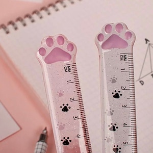 Cat Paw Glitter Ruler - Student Supplies - Kawaii Stationery -  Teacher Supplies - Novelty Stationery Gift - Cute Stationery - School Supply