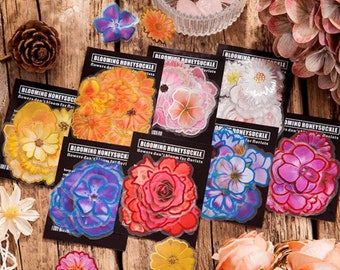 Naklejki z błyszczącymi kwiatami - Naklejki z obramowaniem foliowym - 30 estetycznych naklejek - Artykuły do scrapbookingu - Kreatywne dzienniki - Naklejki rzemieślnicze - Kolaż